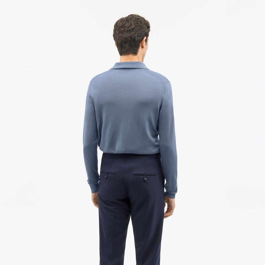 Eross Merino Wool RWS Polo Sweater - Light Blue