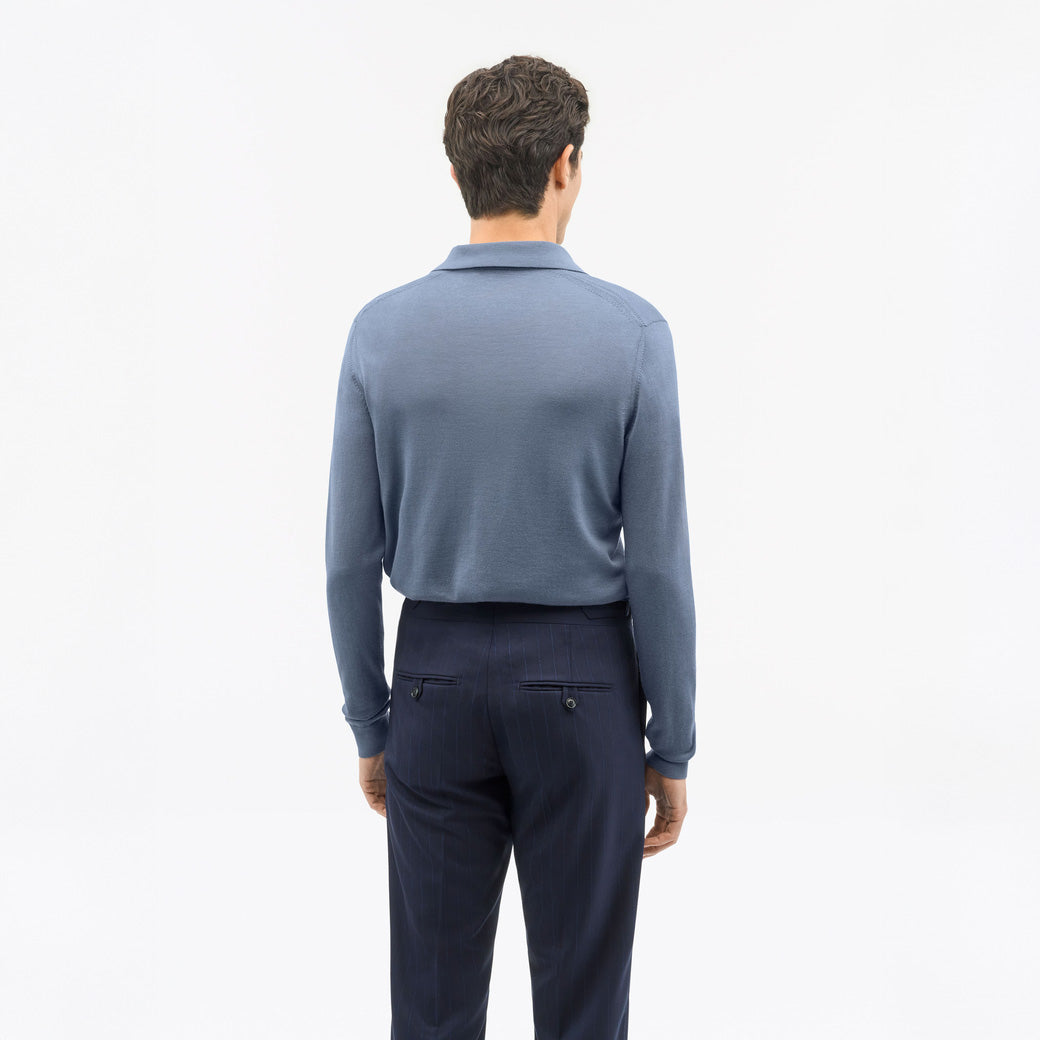 Eross Merino Wool RWS Polo Sweater - Light Blue