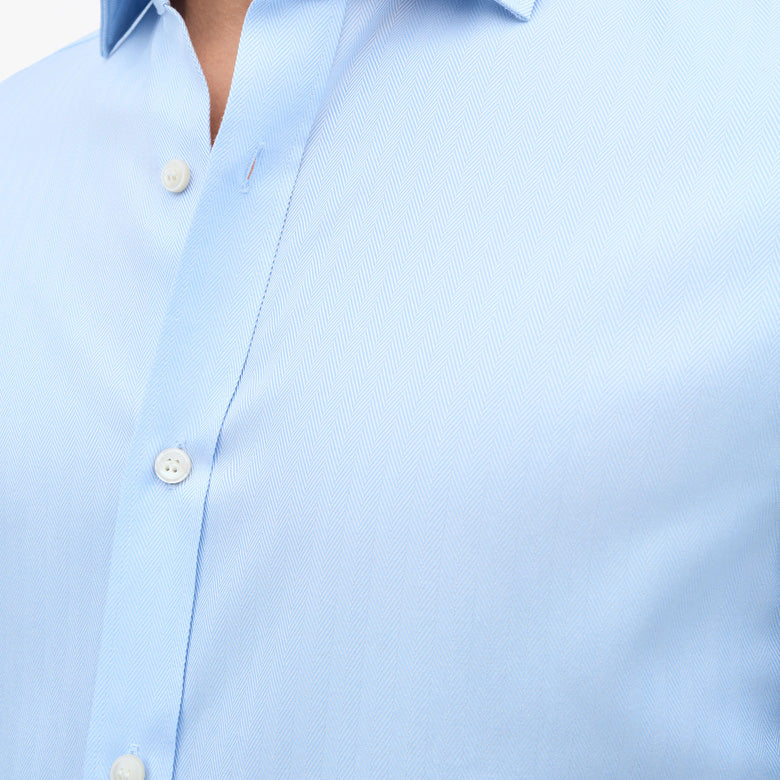 Adley C  Herringbone Shirt - Blue Heaven