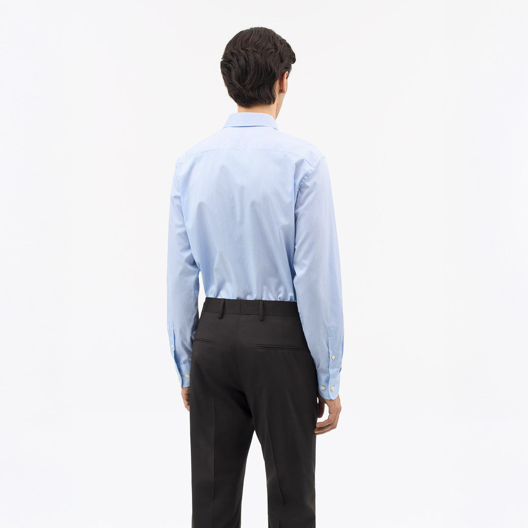Adley C Cotton Stripe Shirt  - Blue