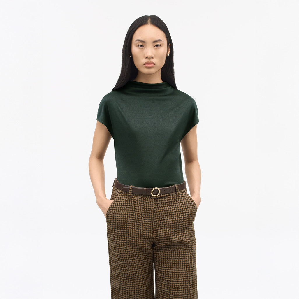 Alita Slim Cap Sleeve Top - Midnight Green