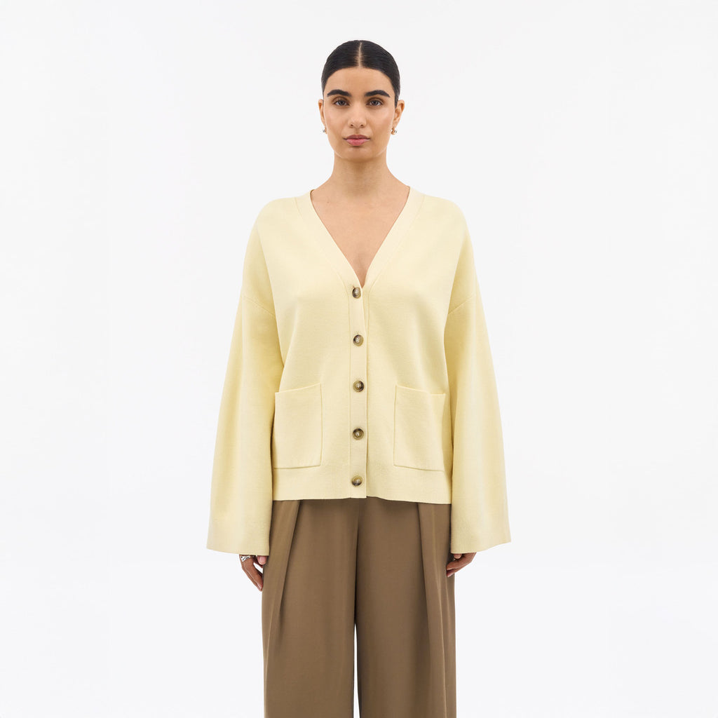Silvyiya Heavy Knit Cardigan - Light Yellow
