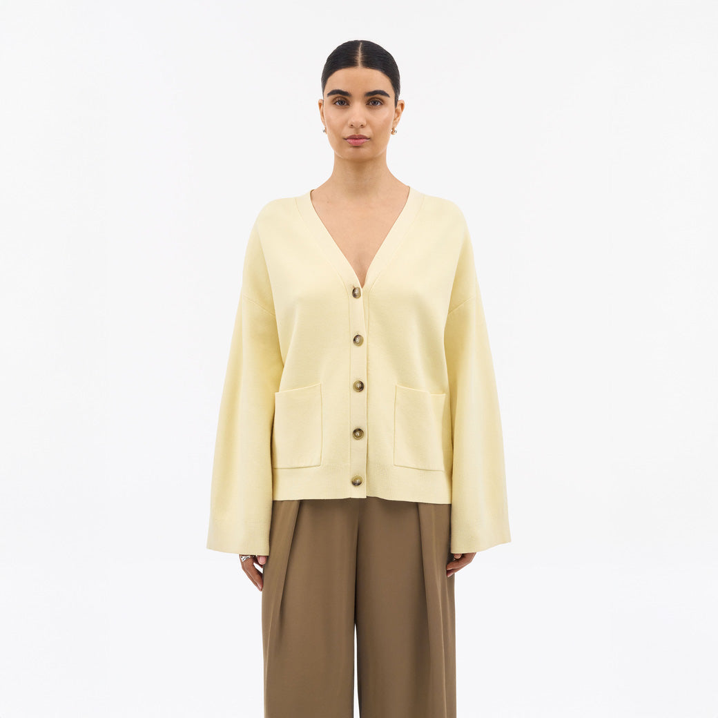 Silvyiya Heavy Knit Cardigan - Light Yellow