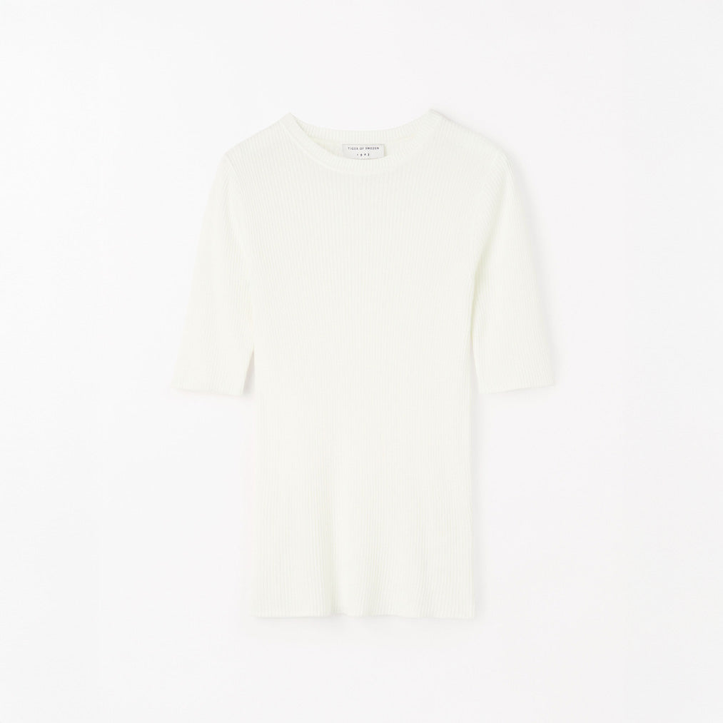 Orvi 2 Slim Knitted Crewneck T-Shirt  - Alabaster White