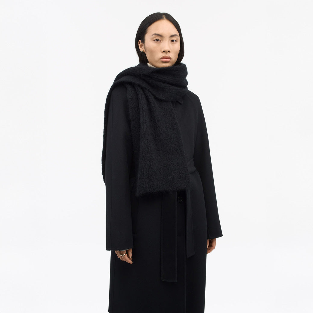 Erlinia Mohair RWS  Blend Scarf - Black