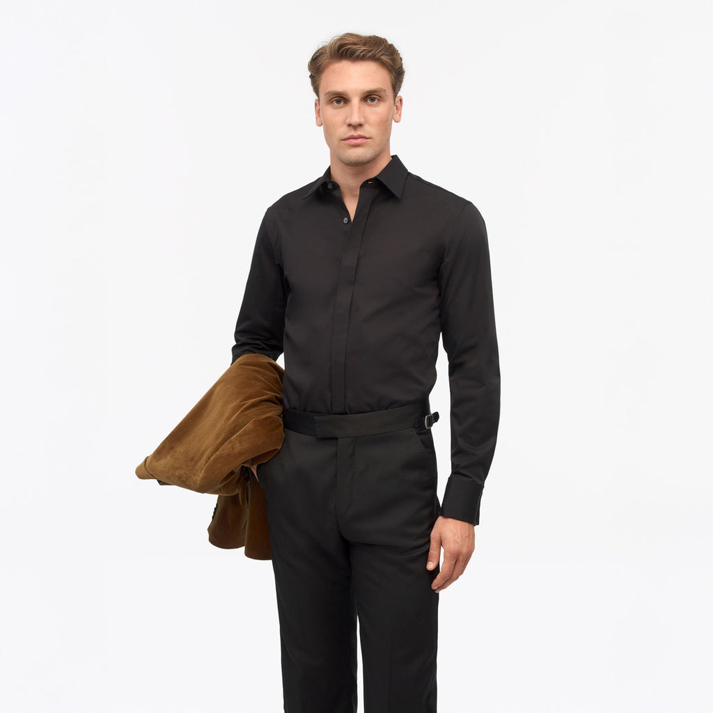 Adley T Tuxedo Shirt  - Black