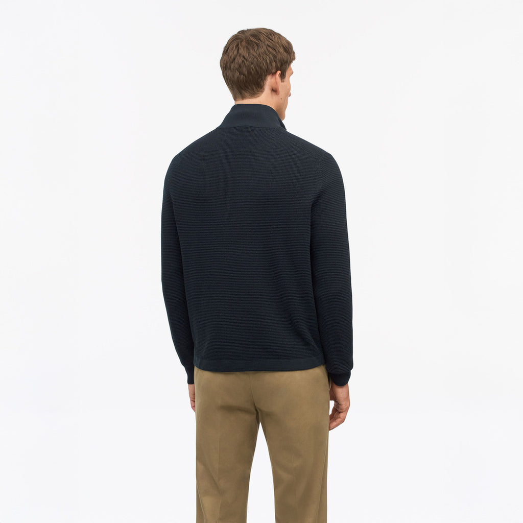 Travis RWS Waffle- Stitch Half-Zip Sweater - Dark Blue