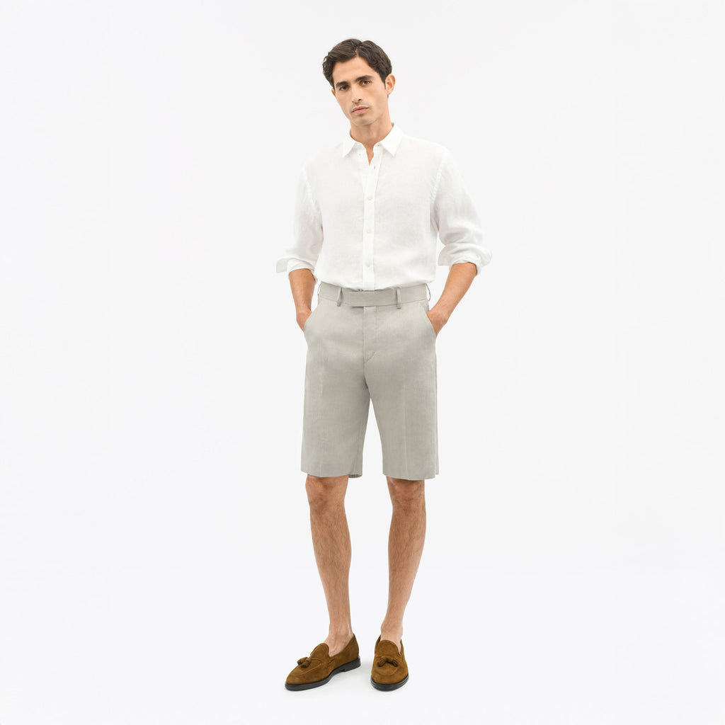 Troy Bermuda Linen Shorts - Cream Sand