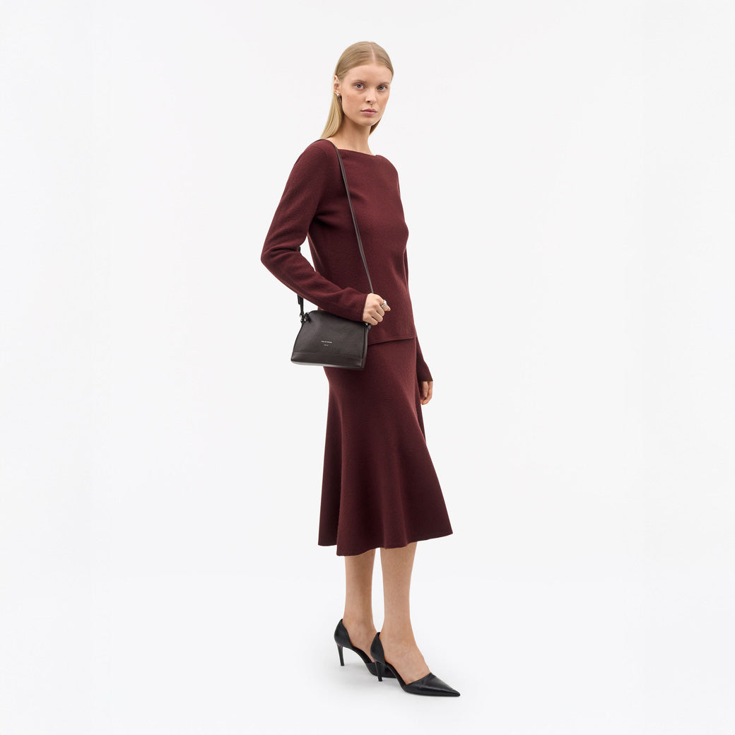 Diu Leather Day Bag - Dark Brown