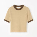 Flora Crew Neck Rib-Knit Shirt - Brown