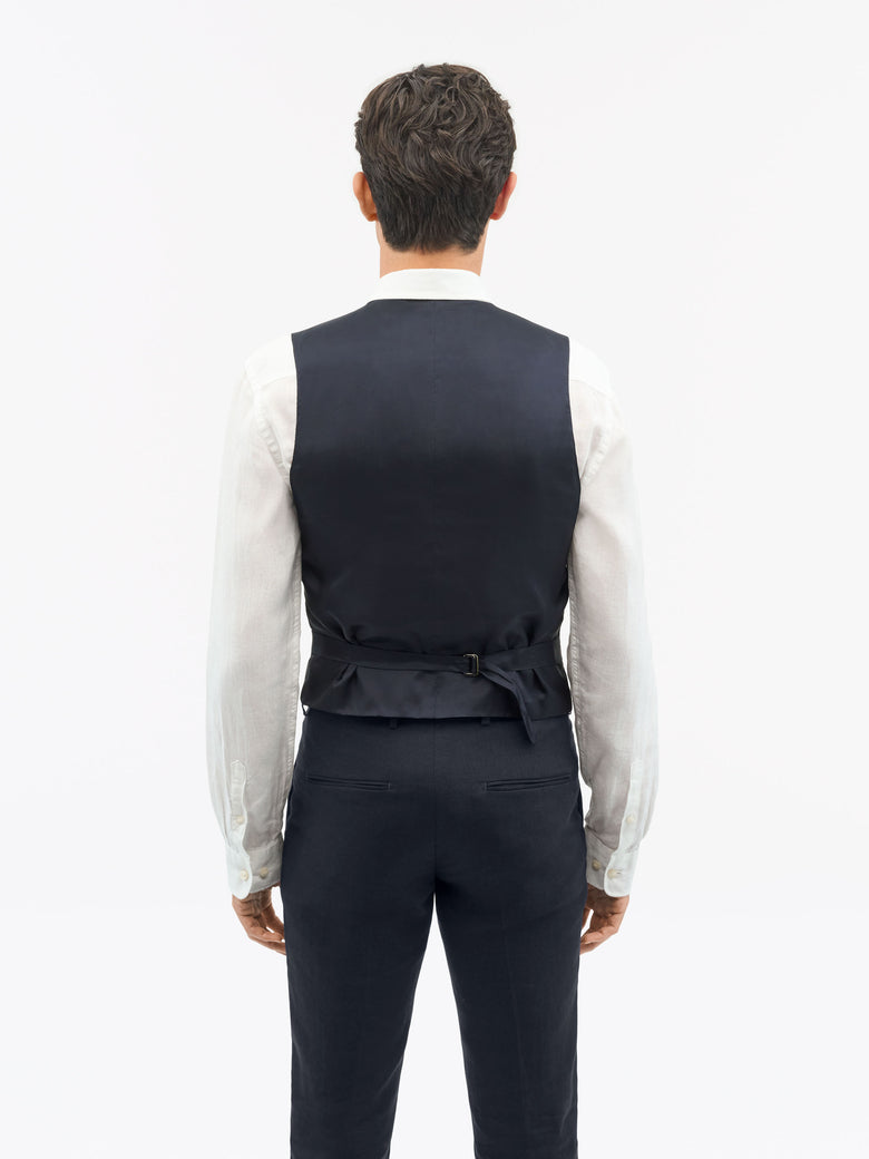 Winston Slim-Fit Linen Waistcoat - Midnight Blue
