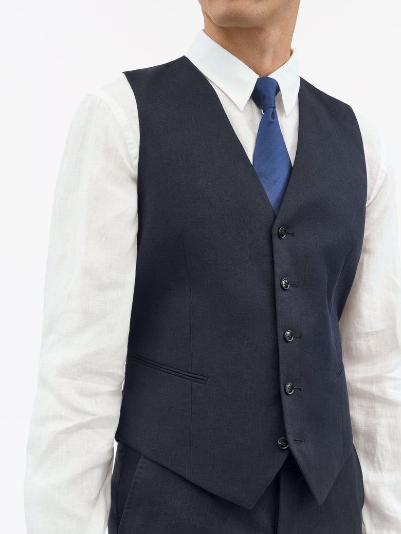 Winston Slim-Fit Linen Waistcoat - Midnight Blue