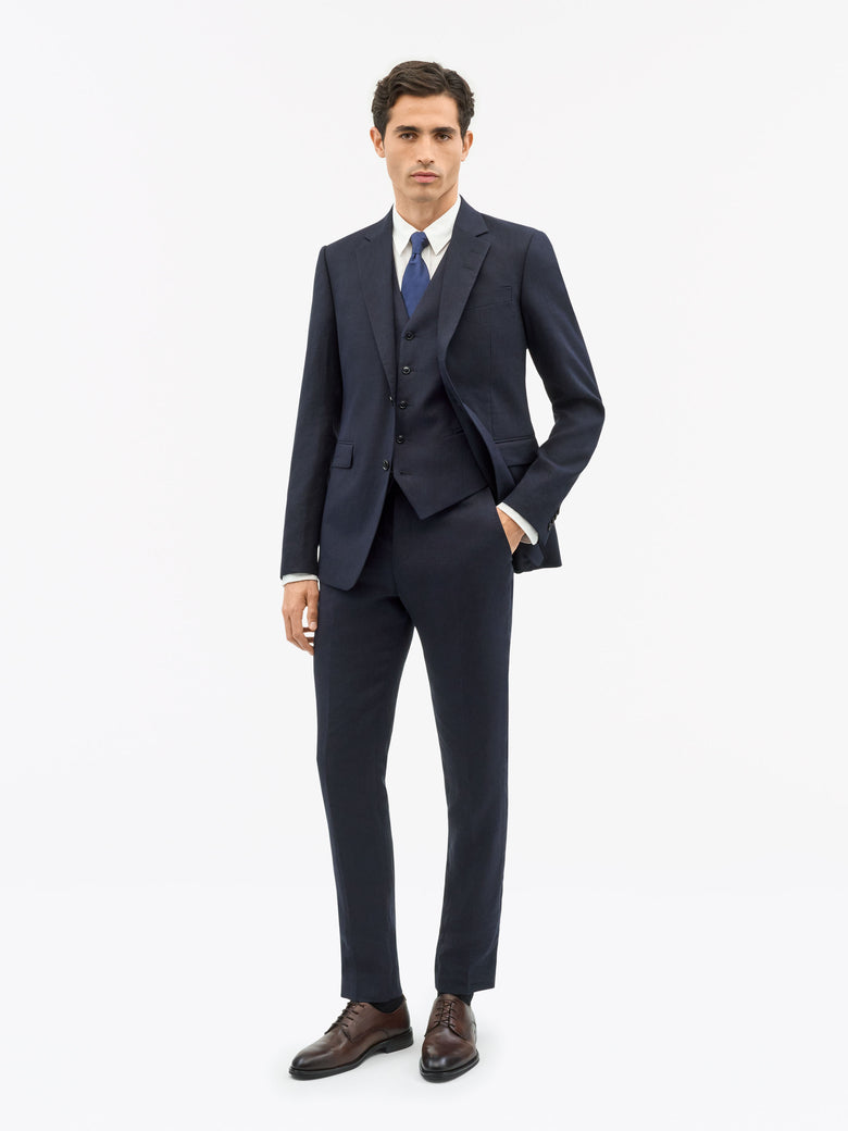 Winston Slim-Fit Linen Waistcoat - Midnight Blue
