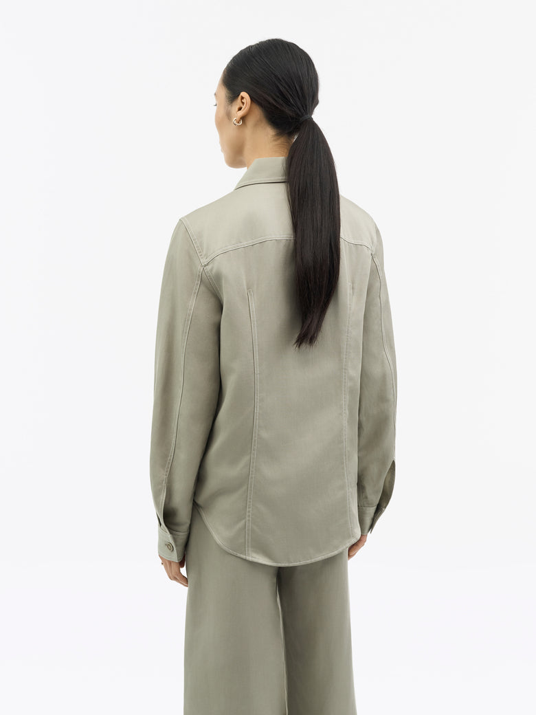 Coline Linen Blend Shirt - Mole Beige
