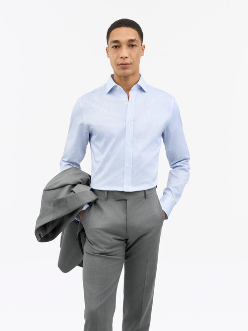 Adley C Cotton Stripe Shirt - Still Blue