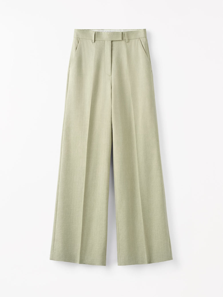 Irit Mid-Waist Linen Trousers - Sage Wisdom