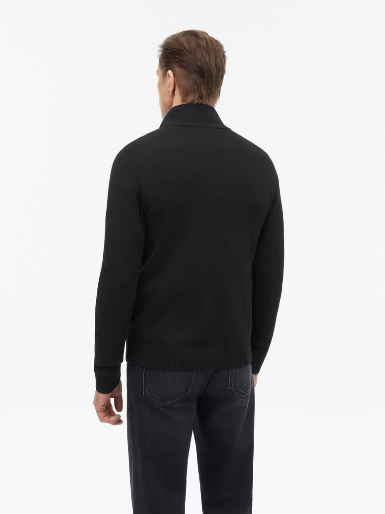 Gilet zippé Cassian en mérinos - Noir