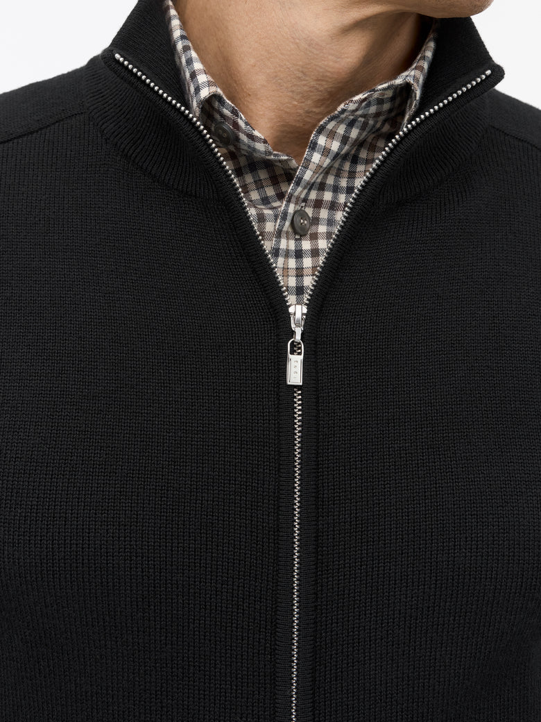 Gilet zippé Cassian en mérinos - Noir