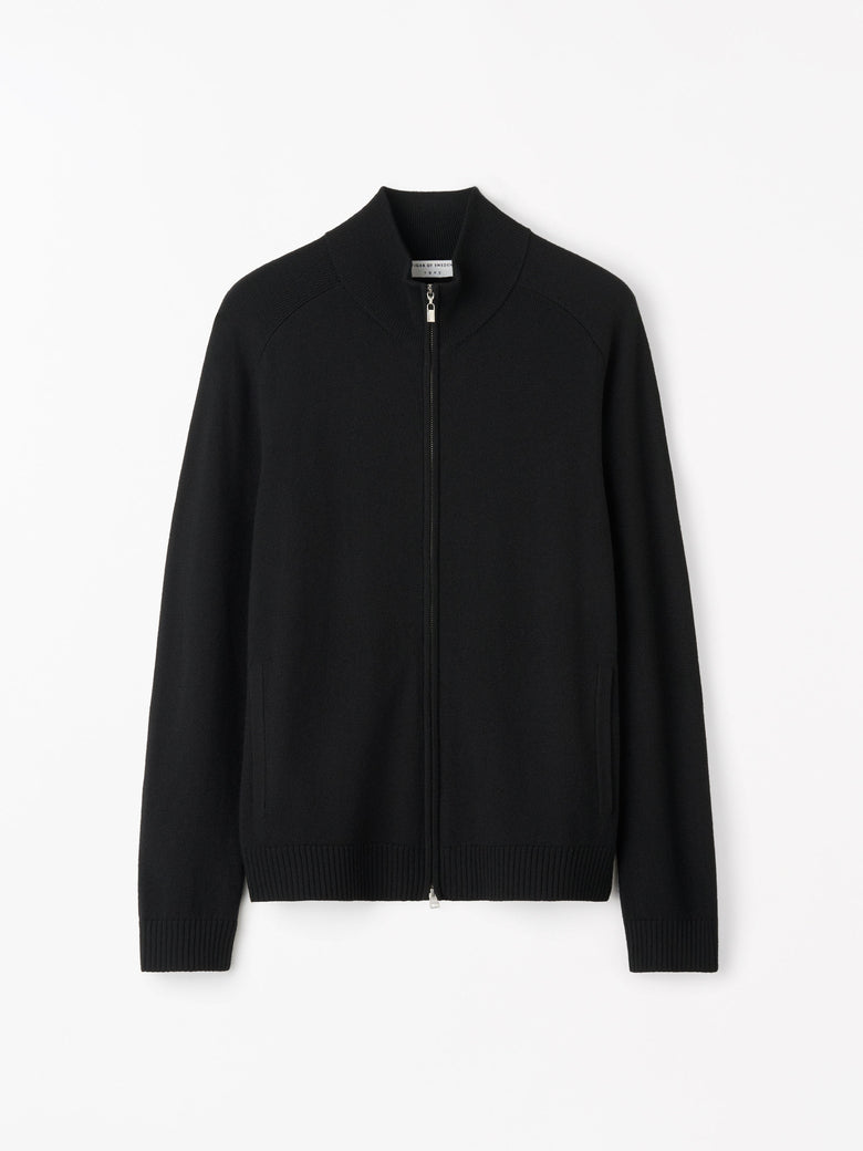 Gilet zippé Cassian en mérinos - Noir