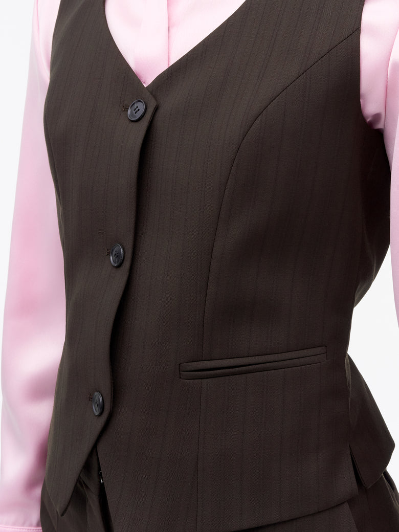 Gilet Hedda en laine rayée - Violet foncé
