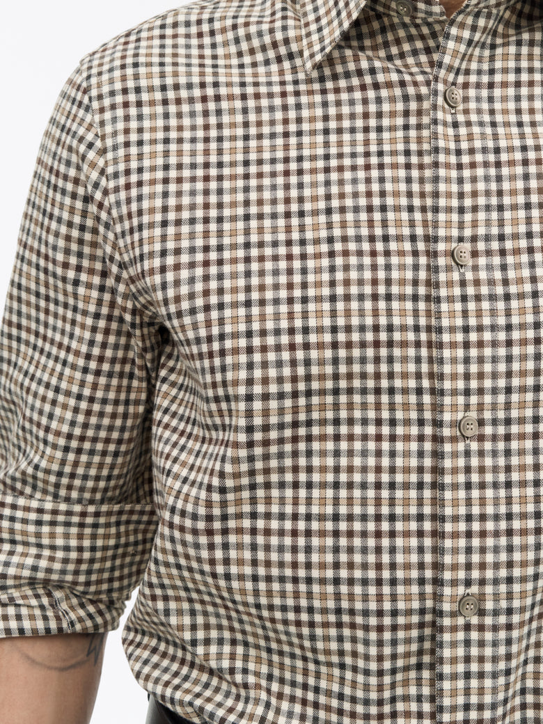 Bjorn Cotton Check Shirt -  Checkered Brown