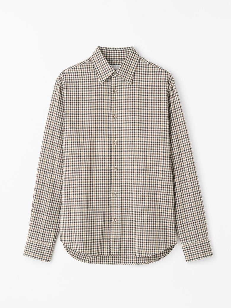Bjorn Cotton Check Shirt -  Checkered Brown