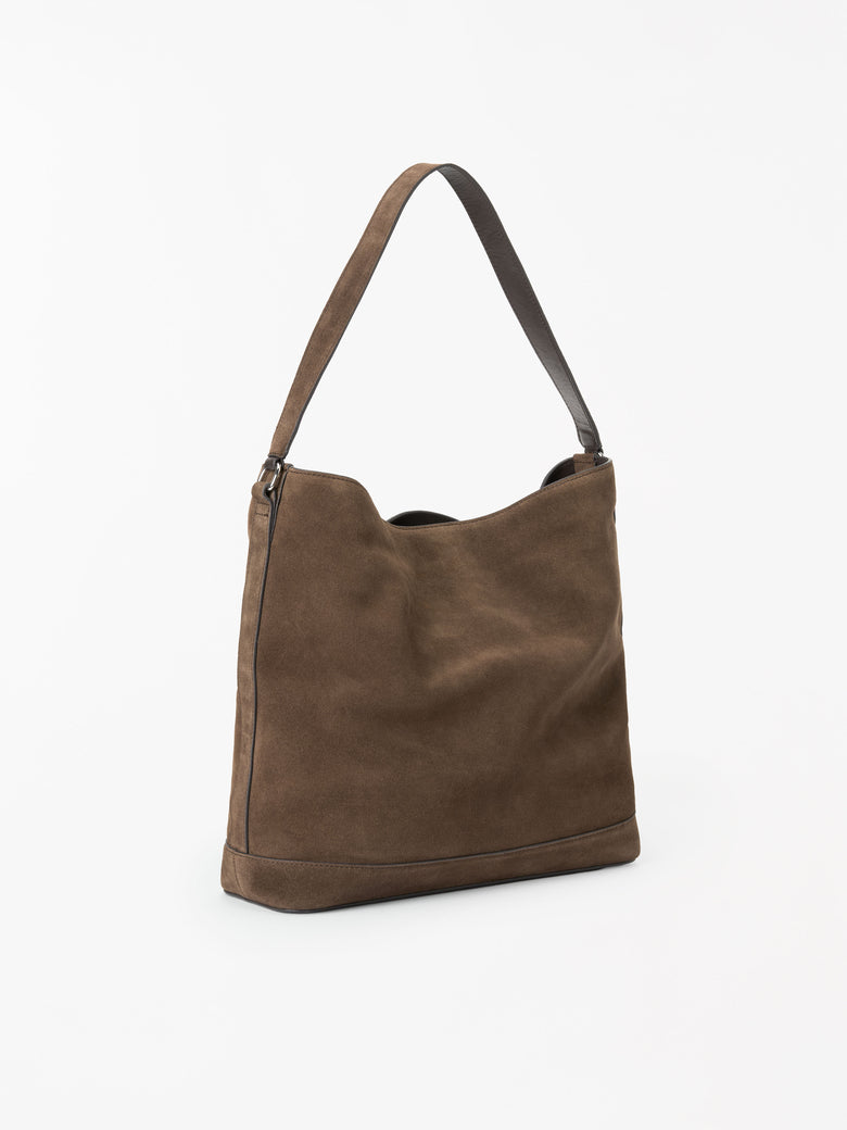 Foru Suede Leather Bag - Dark Brown