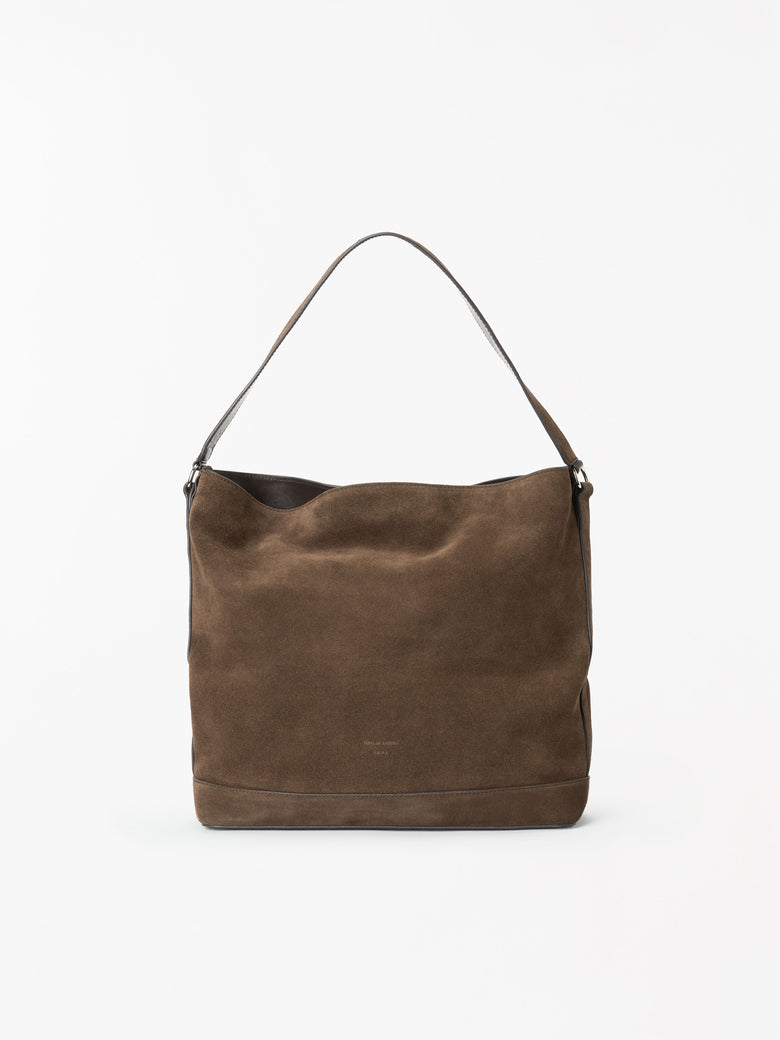 Foru Suede Leather Bag - Dark Brown