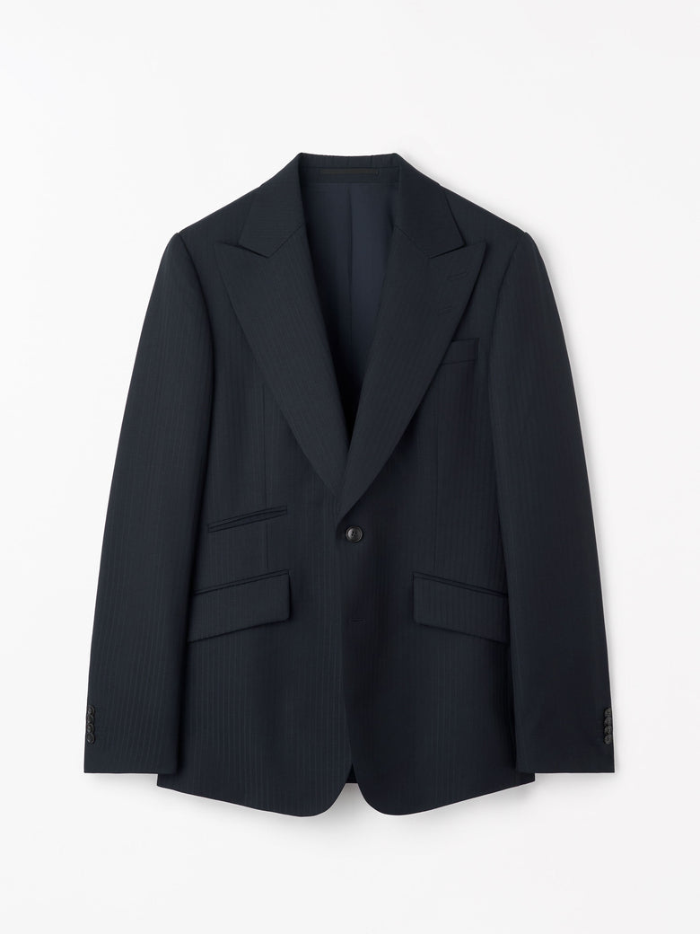Joshwa Pinstripe Wool Jacket - Navy Blue