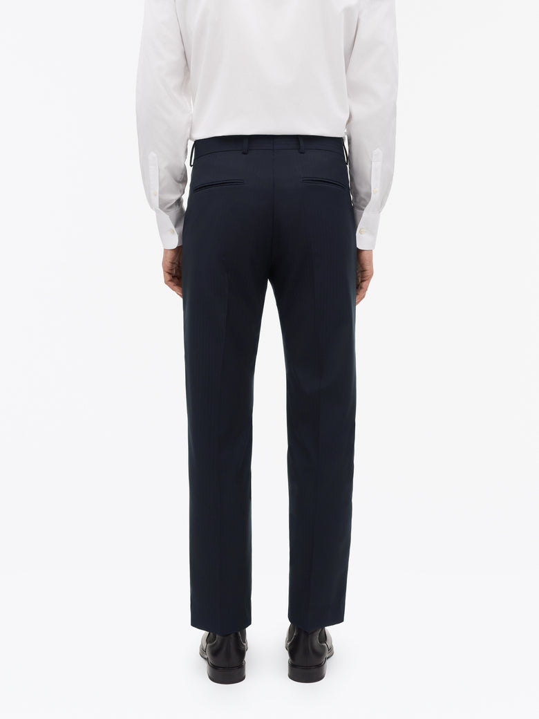 Tenser Pinstripe Wool Trousers - Navy Blue