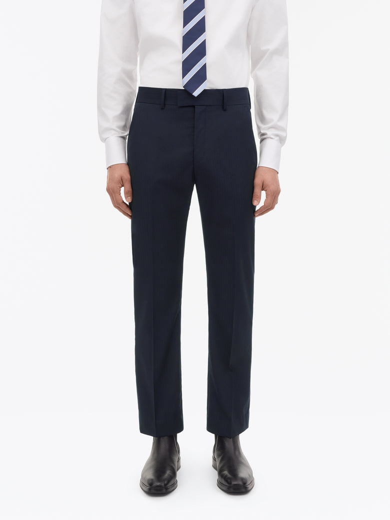 Tenser Pinstripe Wool Trousers - Navy Blue