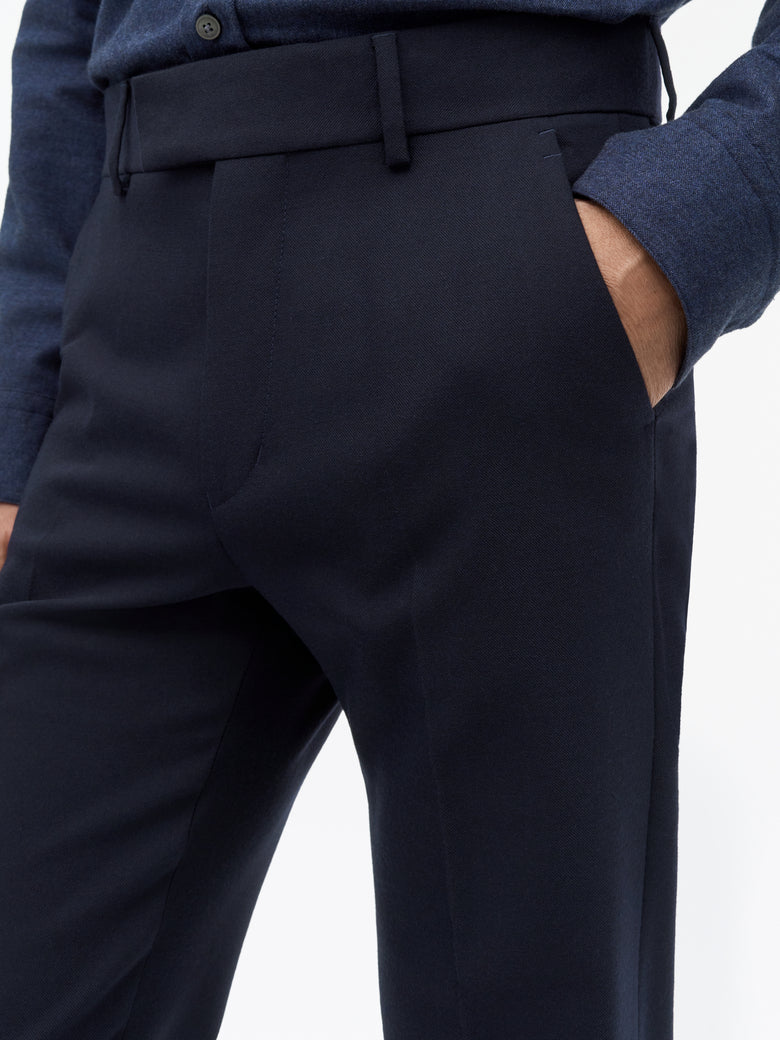 Tenser Straight-Leg Wool Trousers - Dark Blue