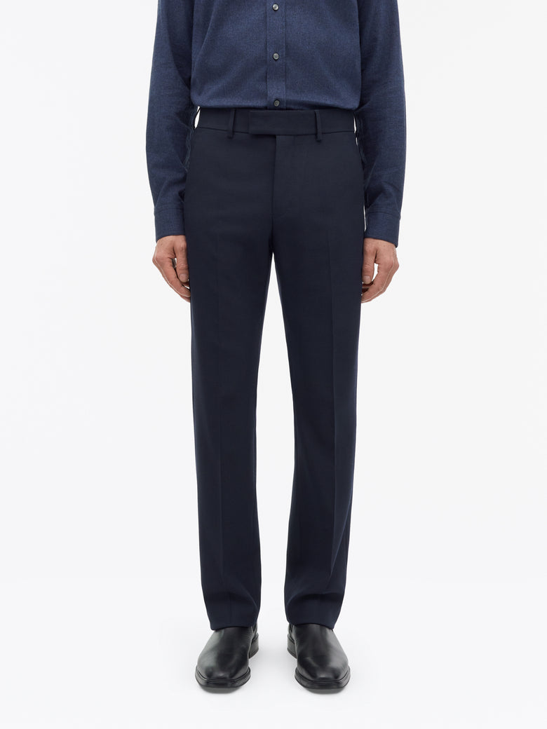 Tenser Straight-Leg Wool Trousers - Dark Blue