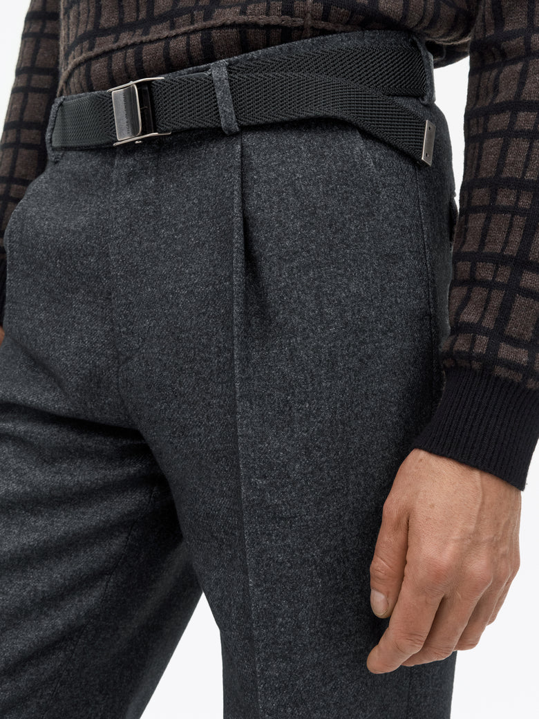Todne Brushed Wool Trousers - Dark Grey