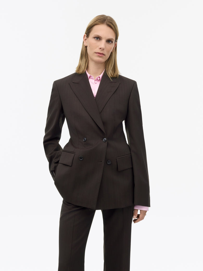 Elmi Wool Pinstripe Jacket - Dark Purple