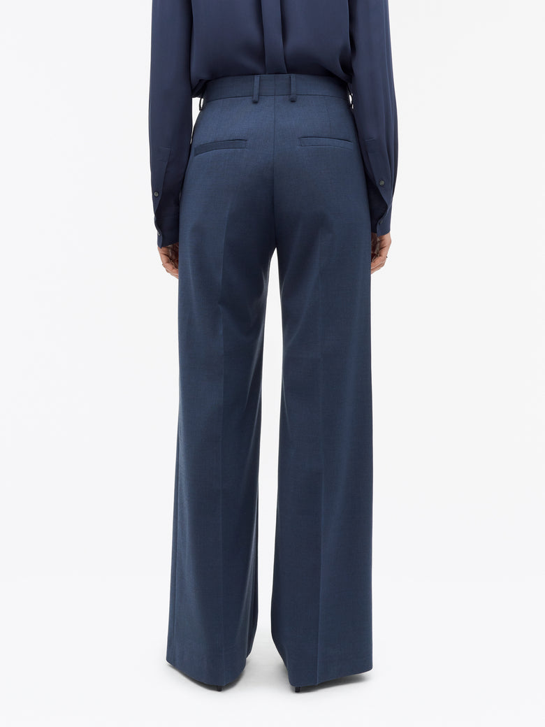Irit Flared Wool Trousers - Blue