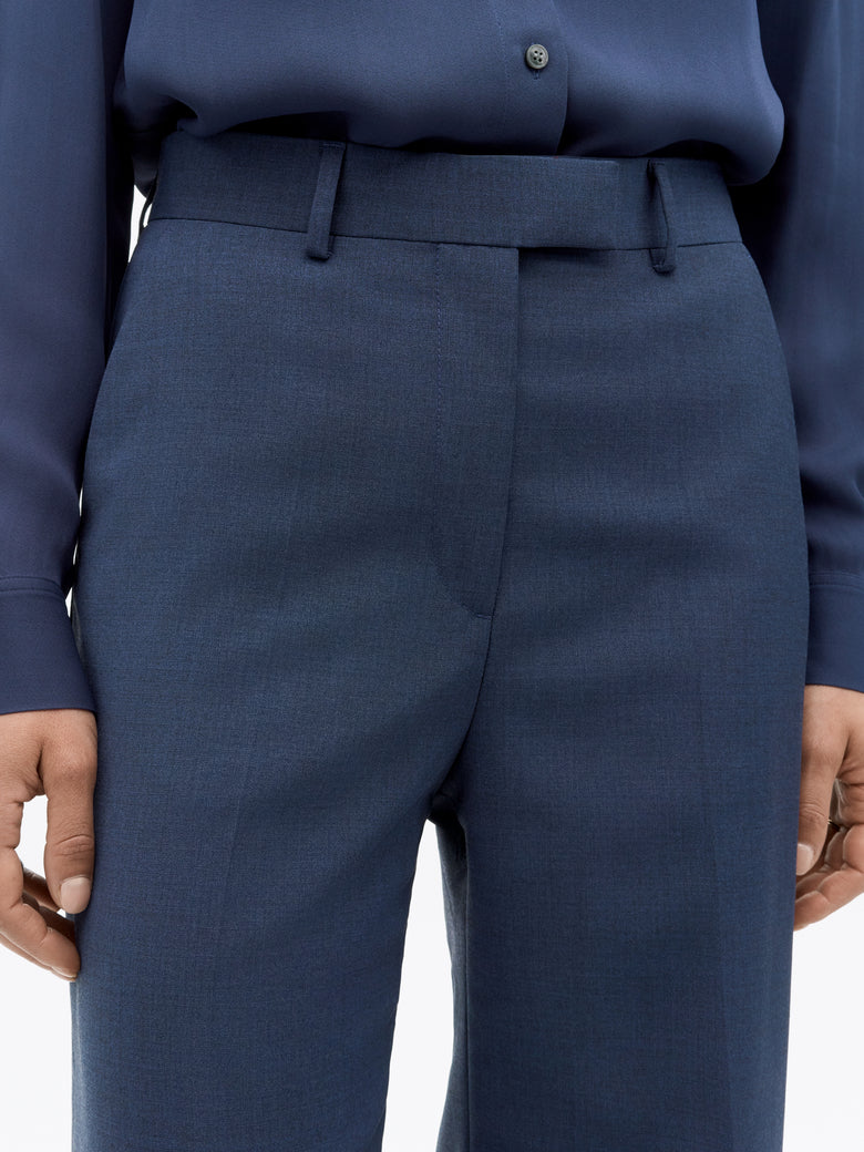 Irit Flared Wool Trousers - Blue