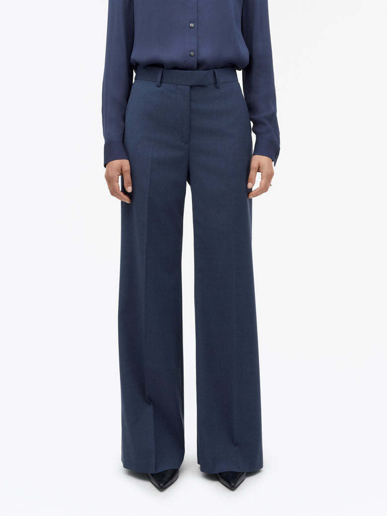 Irit Flared Wool Trousers - Blue