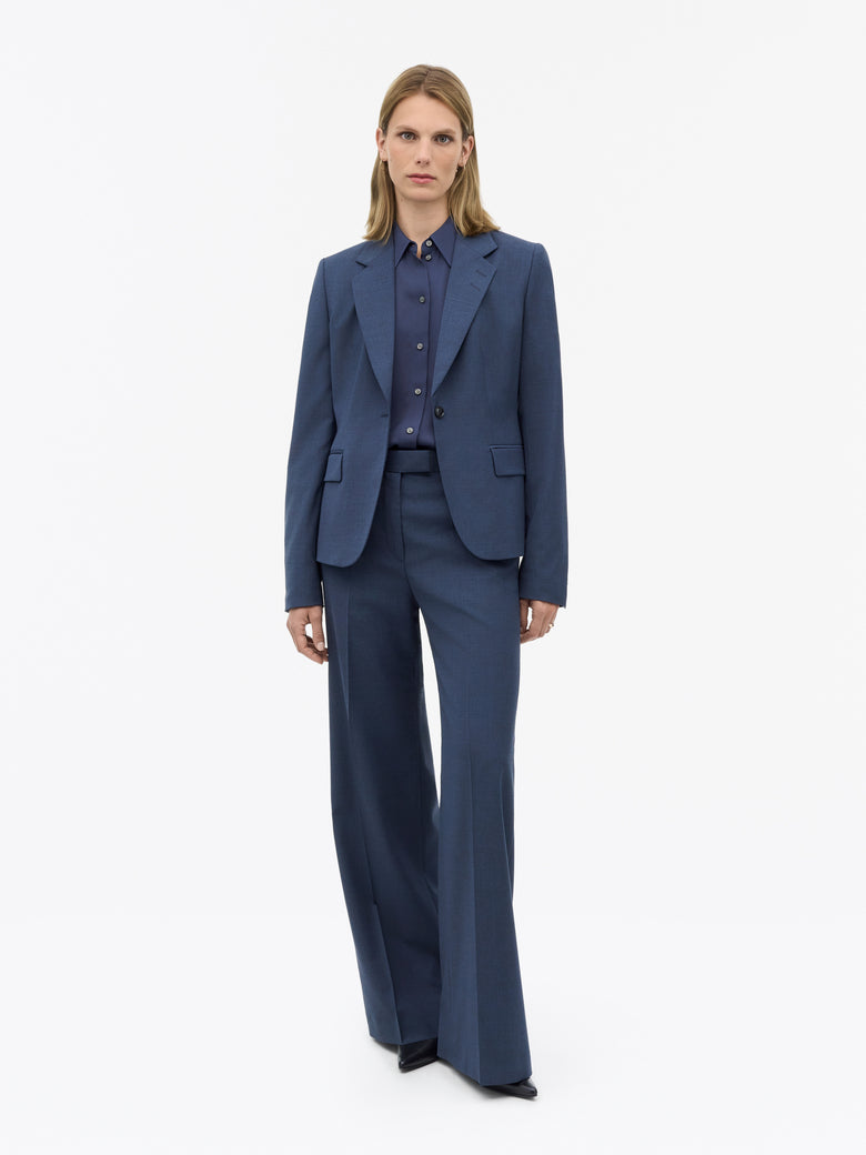 Irit Flared Wool Trousers - Blue