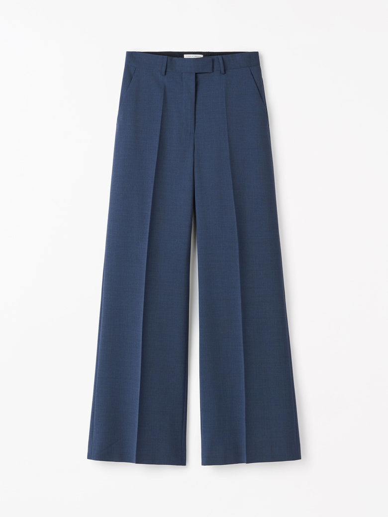 Irit Flared Wool Trousers - Blue