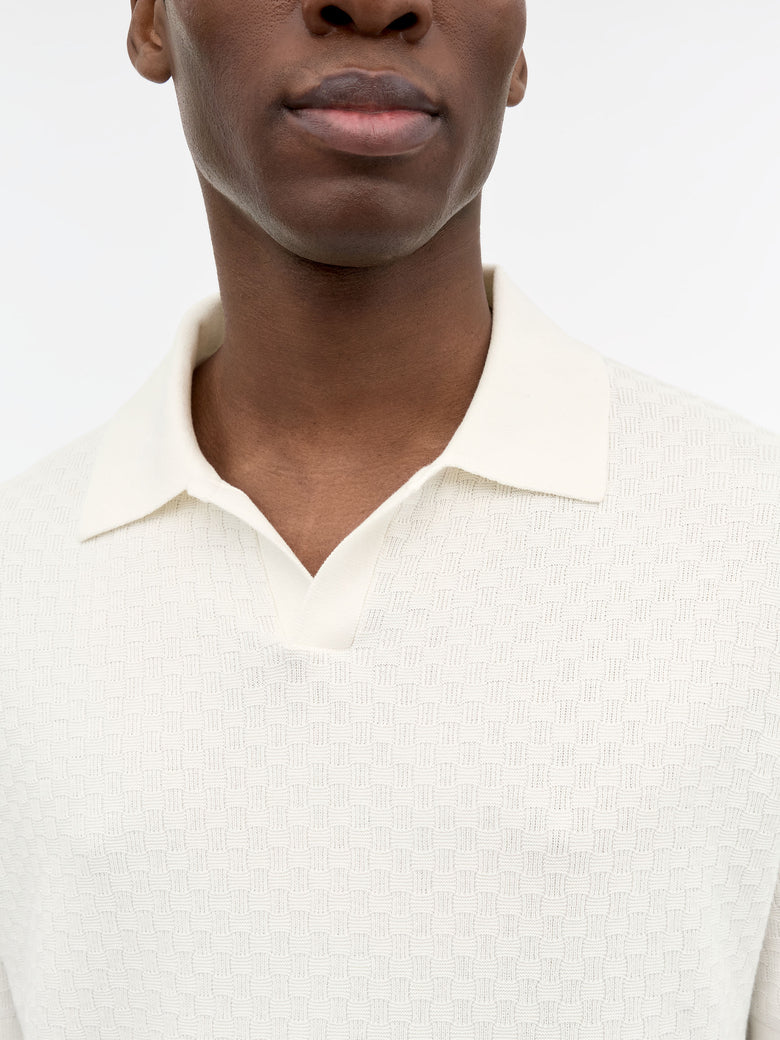 Eoin Structured Cotton Polo - Pure White