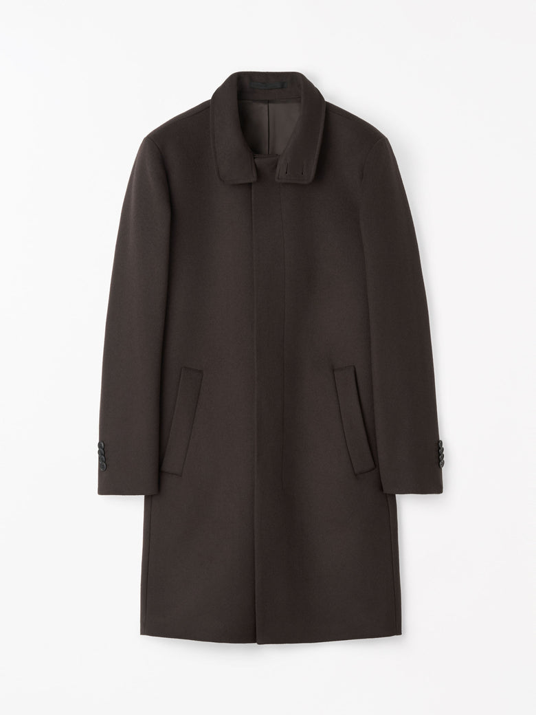 Aleric Funnelneck Wool Coat - Dark Brown