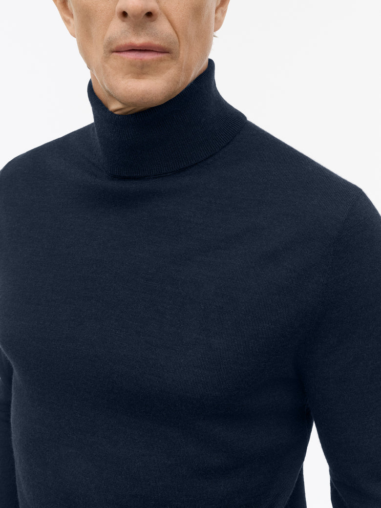 Nevile RWS Turtleneck Merino Sweater - Dark Blue