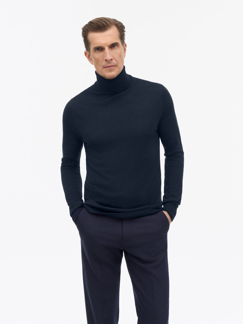 Nevile RWS Turtleneck Merino Sweater - Dark Blue