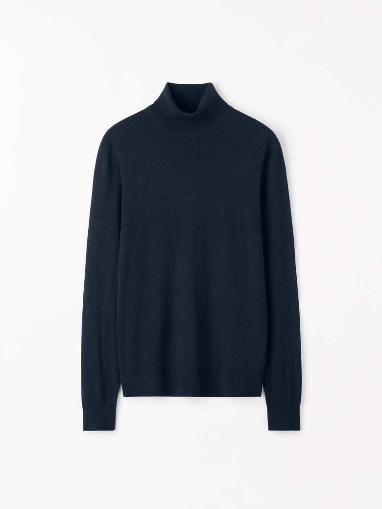 Nevile RWS Turtleneck Merino Sweater - Dark Blue