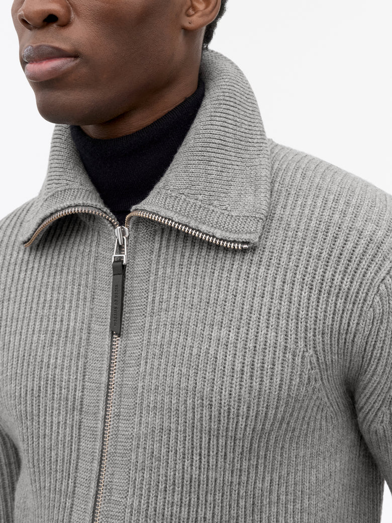 Cardigan en laine zippé Niall - Gris