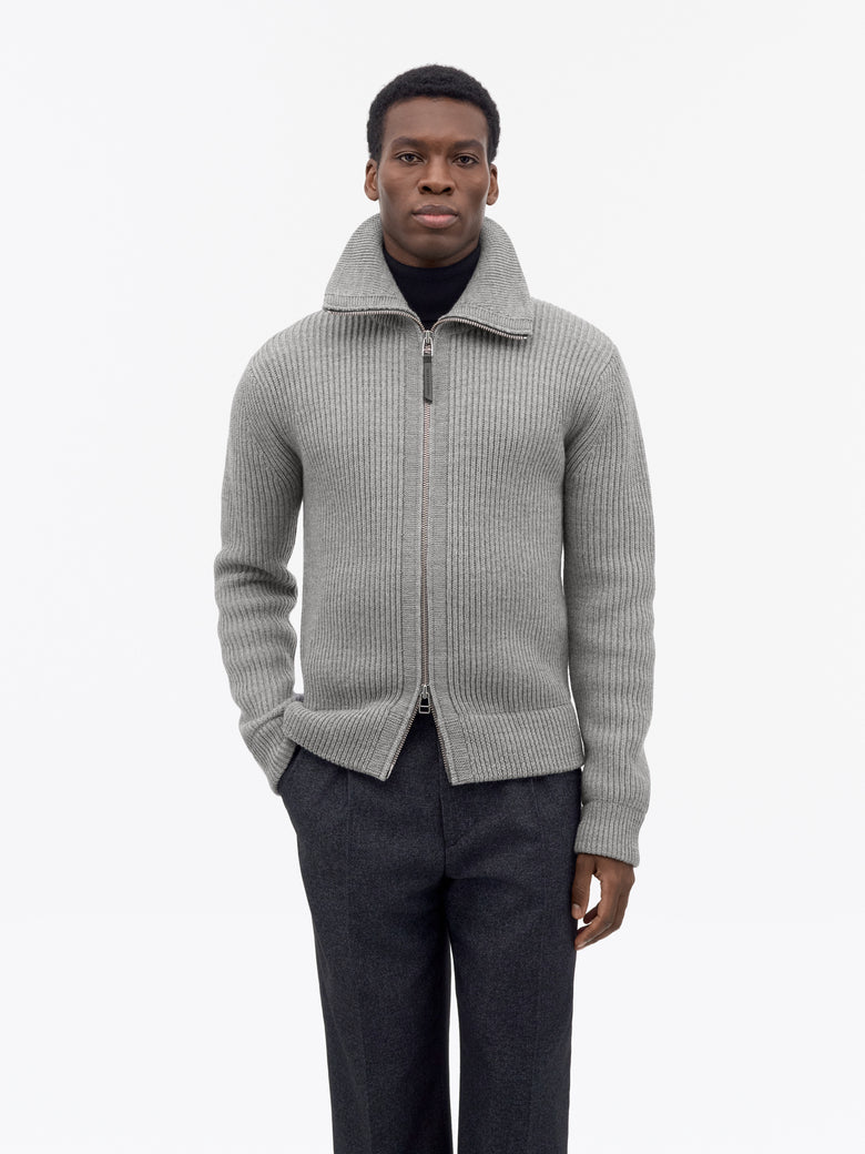 Cardigan en laine zippé Niall - Gris