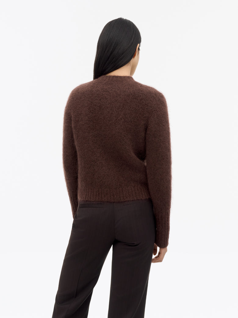 Leonie Mohair Wool Cardigan - Burgundy