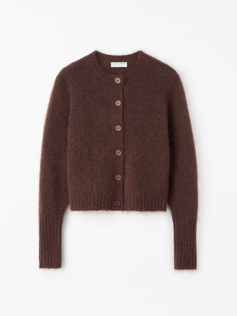 Leonie Mohair Wool Cardigan - Burgundy