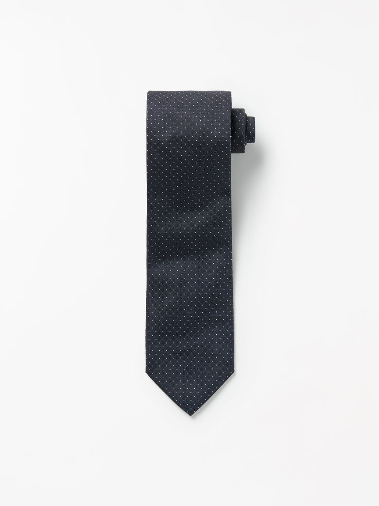 Cravate Septa Jacquard à Pois - Bleu foncé